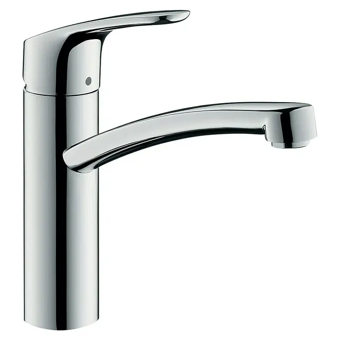 Hansgrohe Focus M41 Spültischarmatur 160 - Hochglänzend, Beweglichkeit Auslauf: Schwenkbar - Ein glänzender Chrom-Wasserhahn mit elegantem Design. Er ist perfekt für jedes moderne Badezimmer und bietet eine stilvolle Note.