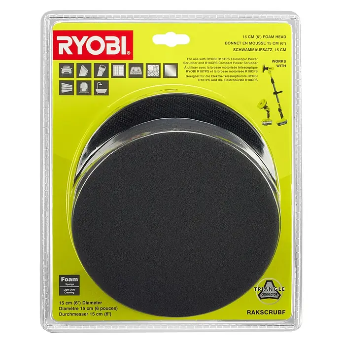 Ryobi Reinigungsschwamm - Durchmesser: 15 cm - RYOBI Schaumstoffaufsatz, 15 cm, für Teleskop- und Kompaktreiniger. Ideal für leichte Reinigungsarbeiten.