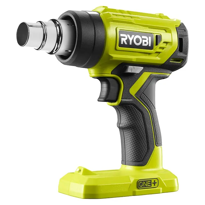 Ryobi ONE+ Akku-Heißluftgebläse R18HG-0 - 0 °C - 470 °C, Ohne Akku - Abbildung einer Akku-Heißluftpistole von Ryobi, ideal für verschiedene Heimwerkerprojekte. Kompakt, kabellos und benutzerfreundlich.