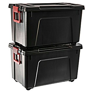 Aufbewahrungsbox-Set Store It All (L x B x H: 75 x 44,5 x 45 cm, Kunststoff, Schwarz, 2 Stk.)