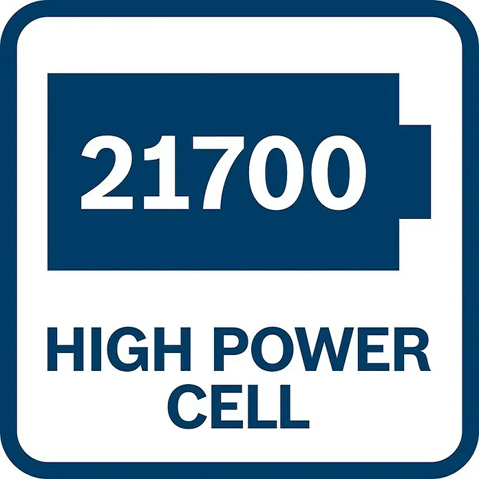 Bosch Professional AMPShare 18V Batería ProCORE - 18 V, 5,5 Ah - Ilustración de una célula de alta potencia 21700 en un diseño azul y blanco.