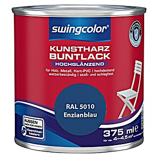swingcolor Buntlack Kunstharz für Außen (RAL 5010, Enzianblau, 375 ml, Hochglänzend, Lösemittelbasiert)