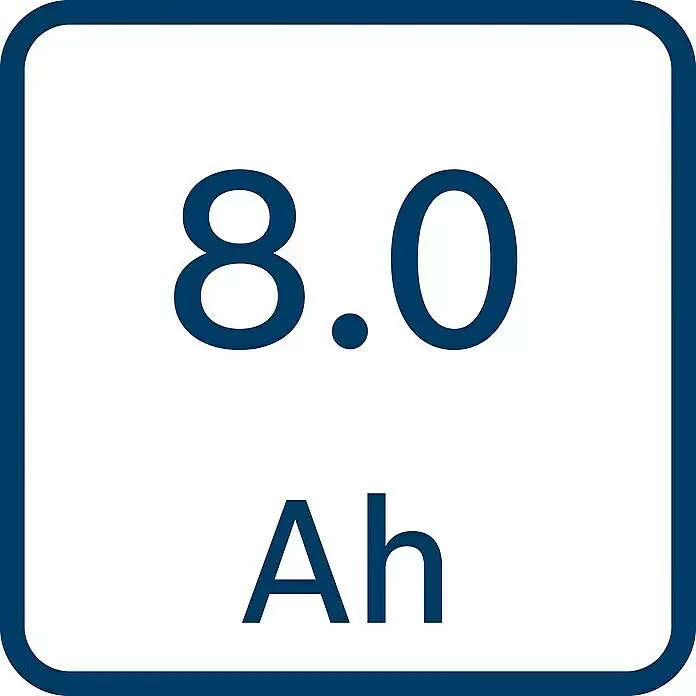Bosch Professional AMPShare 18V Batería ProCORE18V - 18 V, 8 Ah - Indicador de capacidad de batería de 8,0 Ah en texto azul.