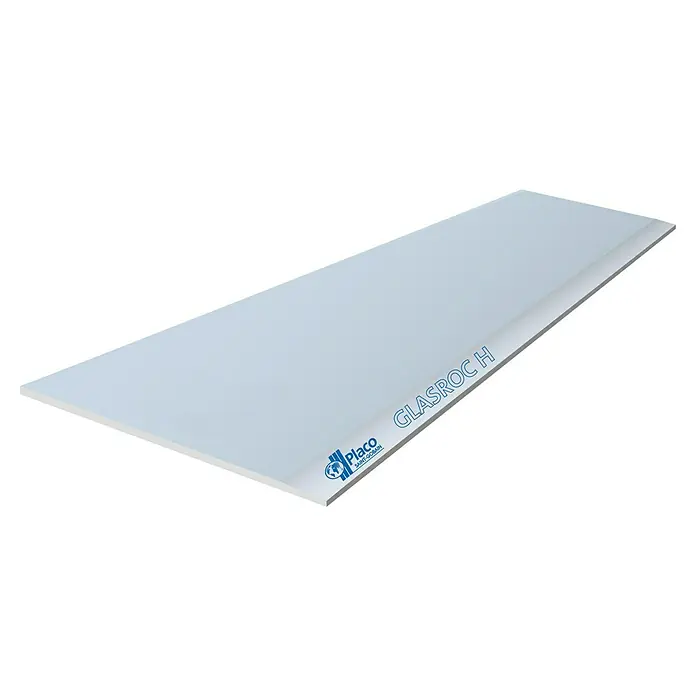 Placo Saint-Gobain Placa de yeso laminado Glasroc H - 200 x 120 cm, Espesor: 12,5 mm - Panel de yeso Glasroc H, ideal para ambientes húmedos. La placa es resistente a la humedad y fácil de procesar.