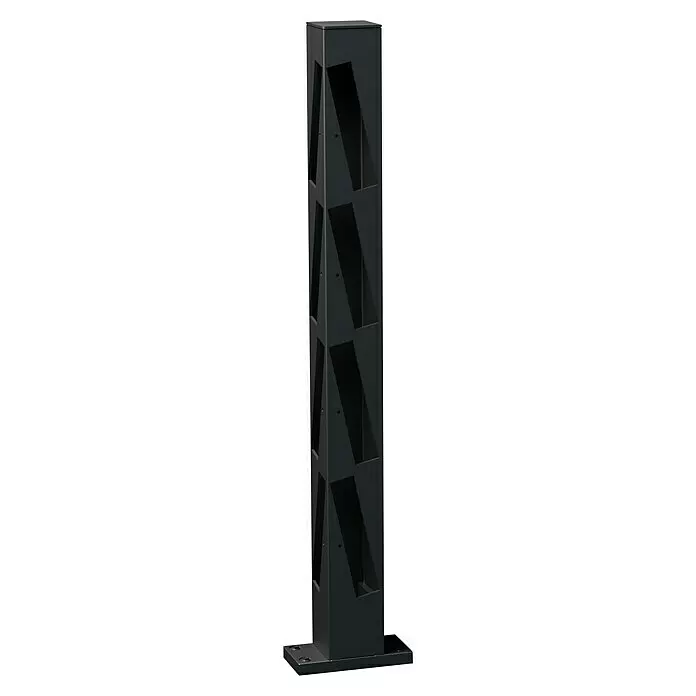 Recal Zaunpfosten Mossle - Höhe: 74,5 cm, Eckpfosten, Mattschwarz (RAL 9005), Aluminium - Diagonale Ansicht