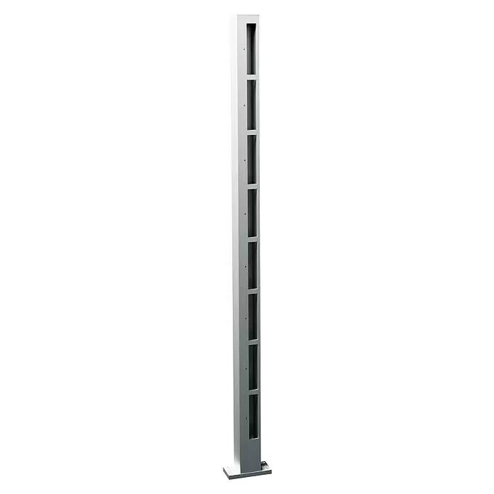 Recal Zaunpfosten Karlsdal - Höhe: 141 cm, Endpfosten links, Natur eloxiert, Aluminium - Diagonale Ansicht