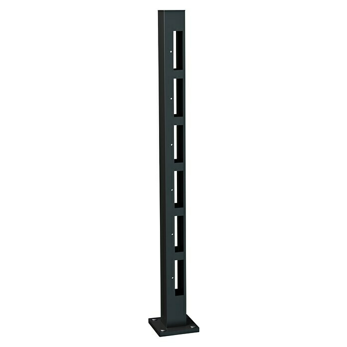 Recal Zaunpfosten Karlsdal (Höhe: 107,5 cm, Mittelpfosten, Mattschwarz RAL9005, Aluminium) | BAUHAUS