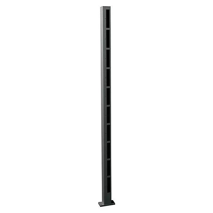 Recal Zaunpfosten Karlsdal - Höhe: 174 cm, Endpfosten links, Mattschwarz RAL9005, Aluminium - Diagonale Ansicht