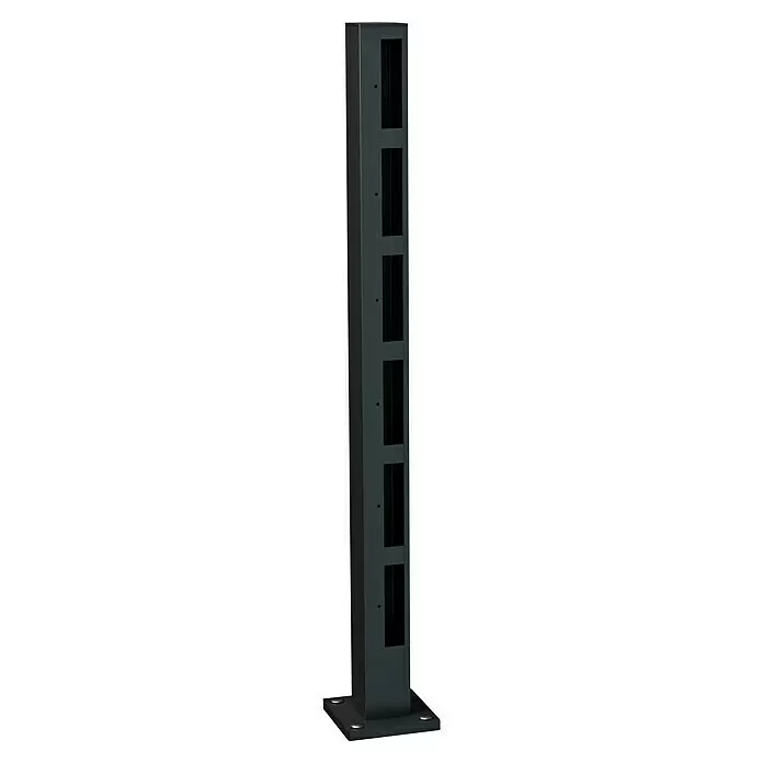 Recal Zaunpfosten Karlsdal - Höhe: 107,5 cm, Endpfosten links, Mattschwarz RAL9005, Aluminium - Diagonale Ansicht