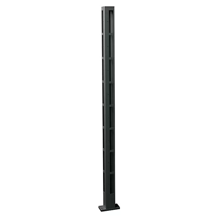 Recal Zaunpfosten Karlsdal - Höhe: 141 cm, Durchmesser: 70 mm, Mattschwarz RAL9005, Aluminium - Diagonale Ansicht