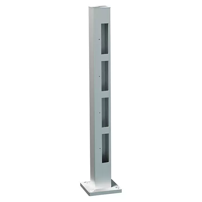 Recal Zaunpfosten Karlsdal - Höhe: 107,5 cm, Endpfosten rechts, Mattschwarz RAL9005, Aluminium - Diagonale Ansicht