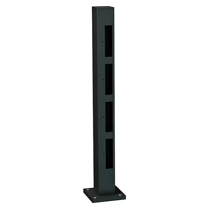 Recal Zaunpfosten Karlsdal - Höhe: 74,5 cm, Endpfosten links, Mattschwarz RAL9005, Aluminium - Diagonale Ansicht