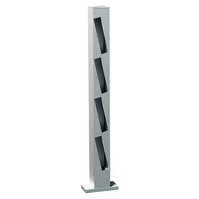 Recal Zaunpfosten Mossle - Höhe: 74,5 cm, Endpfosten links, Natur eloxiert, Aluminium - Diagonale Ansicht