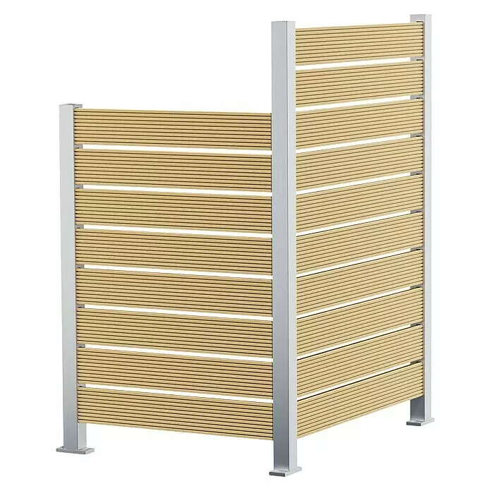 Recal Zaunpfosten Karlsdal - Höhe: 141 cm, Mittelpfosten, Natur eloxiert, Aluminium - Diagonale Ansicht