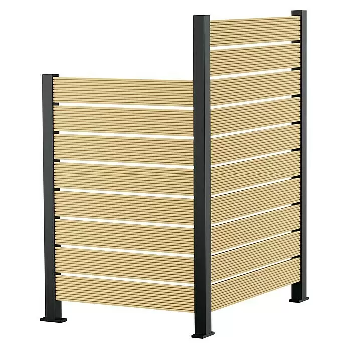 Recal Zaunpfosten Karlsdal - Höhe: 141 cm, Mittelpfosten, Mattschwarz RAL9005, Aluminium - Diagonale Ansicht