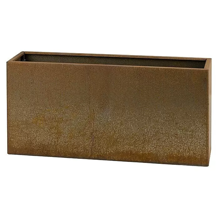 Recal Pflanzkübel eckig - Außenmaß (L x B x H): 120 x 40 x 50 cm, Metall, Braun - Rechteckiger Pflanzkasten mit rostiger Metalloberfläche.