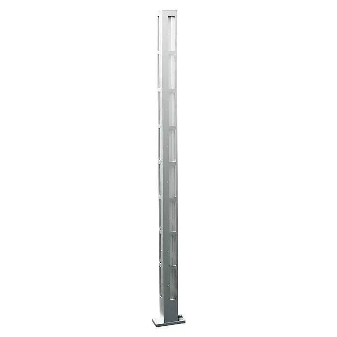 Recal Zaunpfosten Karlsdal - Höhe: 141 cm, Durchmesser: 70 mm, Natur eloxiert, Aluminium - Diagonale Ansicht
