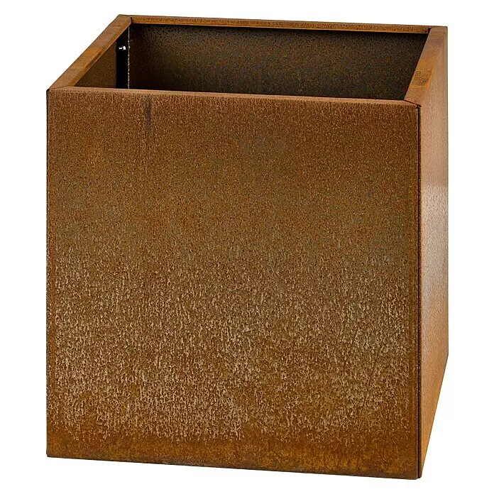 Recal Pflanzkübel eckigAußenmaß (L x B x H): 57 x 57 x 57 cm, Metall, Braun