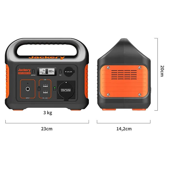Jackery Estación de energía portátil Explorer 240 Pro EU - 240 Wh, Negro, 16,8 Ah - Estación de energía portátil Jackery Explorer 240 con pantalla y puertos, ideal para camping y actividades al aire libre.