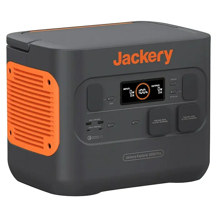 Jackery Estación de energía portátil Explorer Pro EU - 2.000 Wh, Negro, 50 Ah - Un Jackery Explorer 2000 Pro, una estación de energía portátil con múltiples puertos para alimentar varios dispositivos.