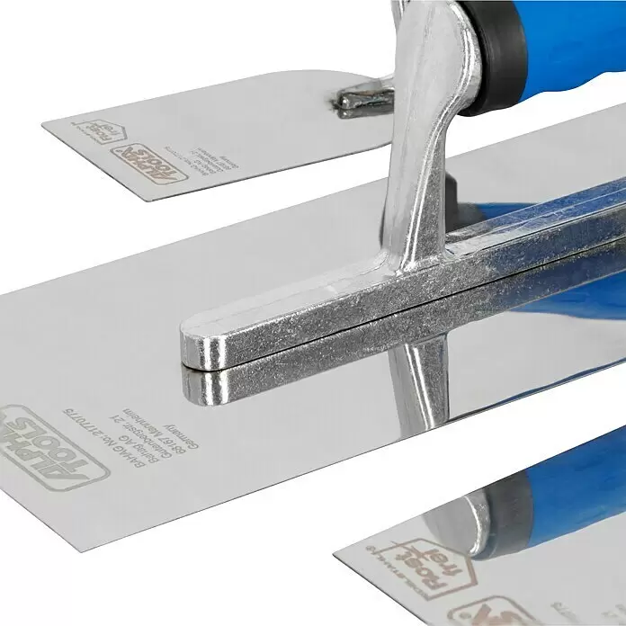 Alpha Tools Kellen-Set - 3 -tlg. - Edelstahl-Glättekelle mit blauem Griff.