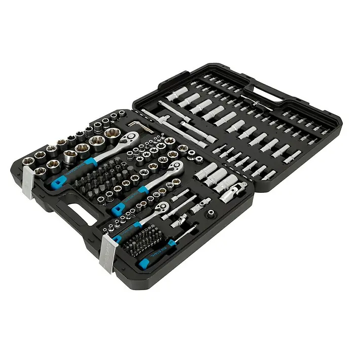 SW-Stahl Steckschlüssel-Set - 184 -tlg. - Werkzeugkoffer mit verschiedenen Steckschlüsseln, Schraubendrehern und Ratschen, ideal für Heimwerker und Profis.