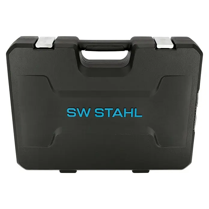 SW-Stahl Steckschlüssel-Set - 184 -tlg. - Das Bild zeigt einen Werkzeugkoffer der Marke SW STAHL, der robust und ideal für die Aufbewahrung von Werkzeugen ist.