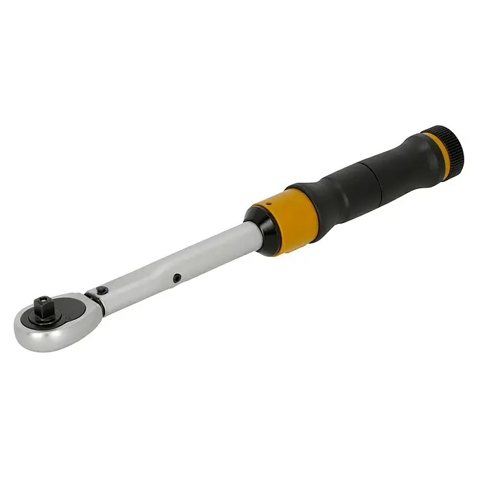 Proxxon Llave dinamométrica MicroClick - Cuadrado de ⅜'', 12 Nm - 60 Nm - Llave dinamométrica en plata, amarillo y negro. Ideal para trabajos precisos, robusta y fiable para taller y aficiones.