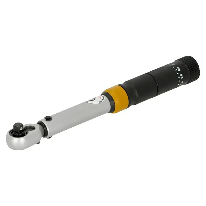 Proxxon Llave dinamométrica MicroClick - ¼'' cuadrado, 3 Nm - 15 Nm - Llave dinamométrica con cuerpo plateado y mango negro con escala de medición para ajustes de par precisos.