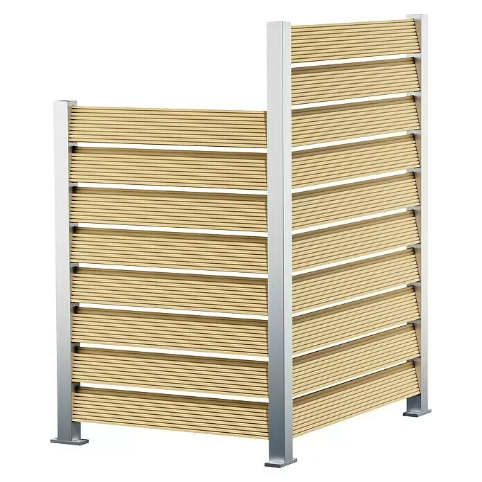Recal Zaunpfosten Mossle - Höhe: 168 cm, Endpfosten rechts, Natur eloxiert, Aluminium - Diagonale Ansicht
