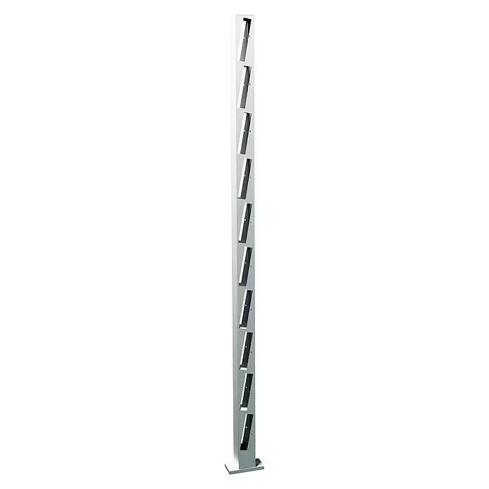 Recal Zaunpfosten Mossle - Höhe: 168 cm, Durchmesser: 70 mm, Natur eloxiert, Aluminium - Diagonale Ansicht