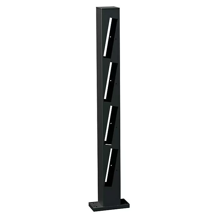 Recal Zaunpfosten Mossle - Höhe: 74,5 cm, Durchmesser: 70 mm, Mattschwarz (RAL 9005), Aluminium - Diagonale Ansicht