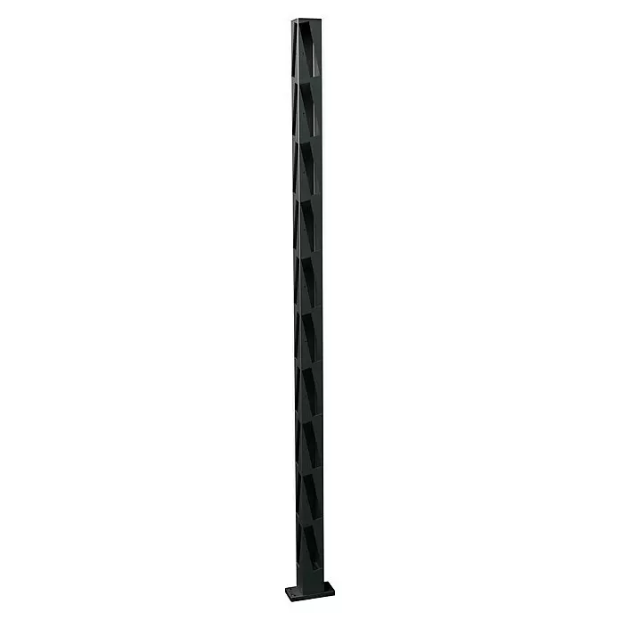 Recal Zaunpfosten Mossle - Höhe: 168 cm, Eckpfosten, Mattschwarz (RAL 9005), Aluminium - Diagonale Ansicht