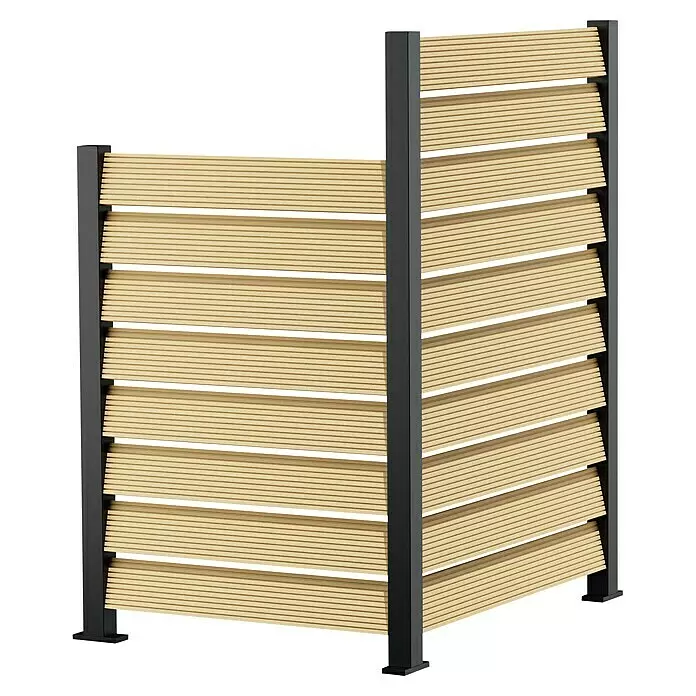 Recal Zaunpfosten Mossle - Höhe: 105,5 cm, Eckpfosten, Mattschwarz (RAL 9005), Aluminium - Diagonale Ansicht