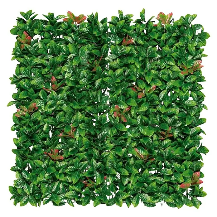 Nortene Vertikaler Garten - 1 x 1 m, Kunststoff - Künstliche grüne Heckenmatte mit roten Akzenten für den Innen- und Außenbereich. Ideal zur Dekoration von Wänden oder Zäunen.