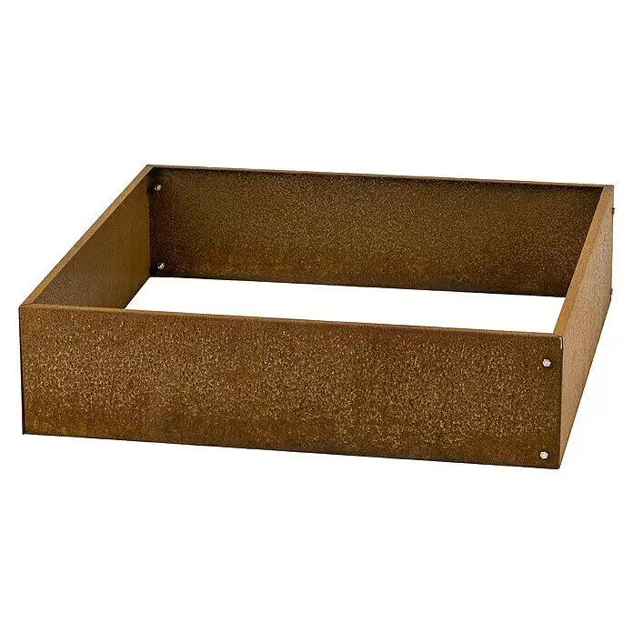 Recal Pflanzkasten - Außenmaß (L x B x H): 75 x 75 x 19 cm, Metall, Braun - Rechteckiger Rost-Metall-Pflanzrahmen für Hochbeete.