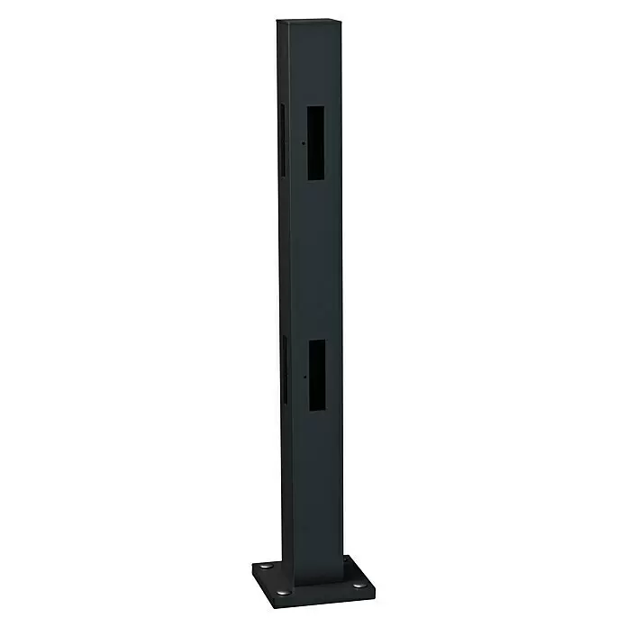 Recal Zaunpfosten Sommen - Höhe: 74,5 cm, Eckpfosten, Mattschwarz (RAL 9005), Aluminium - Diagonale Ansicht