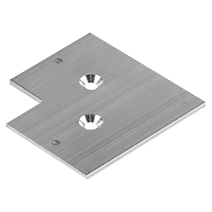 Recal Flechtzaunhalter - Passend für: Recal Zaunpfosten - L-förmiges Metallwinkelstück in Silber mit vier Löchern, zwei davon groß und gesenkt.