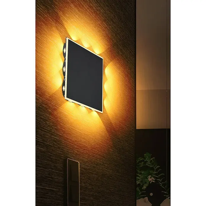 Globo Wandleuchte SAIDY - 12 W, Schwarz-matt, Sonstige - Elegante Wandleuchte mit quadratischem Design und warmem Lichtschein, ideal für moderne Innenräume.