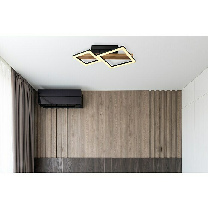 Globo LED-Deckenleuchte DUSTIN (19 W, L x B x H: 48 x 30 x 10 cm, Schwarz-matt, Warmweiß) | BAUHAUS