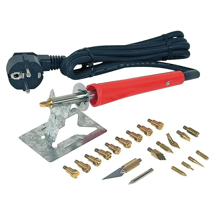 Rothenberger Industrial Brandmal-Set - Temperaturbereich: 500 °C - 600 °C - Holzbrennkolben Set mit verschiedenen Aufsätzen, Halterung und Netzkabel mit Stecker. Vielseitiges Werkzeug für Hobby und Handwerk.