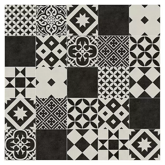 Beauflor PVC-Boden Meterware Hermes300 cm, Tile 16, Dunkelbraun/Beige