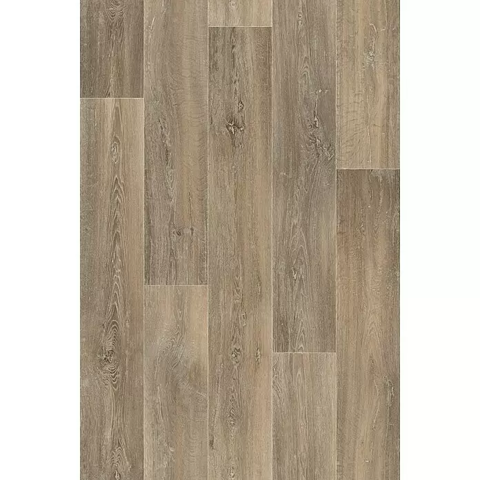 Beauflor PVC-Boden Meterware Hermes - Holzoptik, Breite: 400 cm, Braun/Grau - Helle, gealterte Holzoptik-Bodenplanken mit natürlicher Maserung und Ästen.