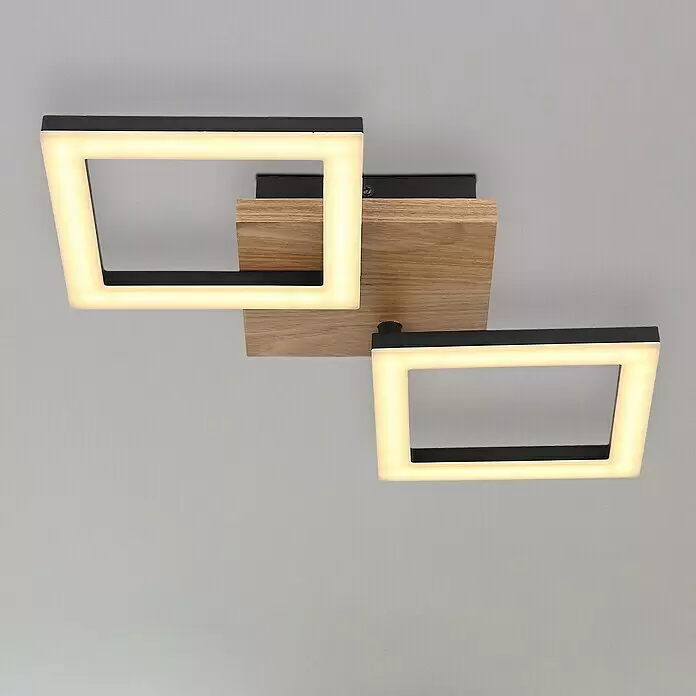 Globo LED-Deckenleuchte KERRY - 18 W, L x B x H: 46 x 22,5 x 7 cm, Schwarz-matt, Warmweiß - Bildausschnitt