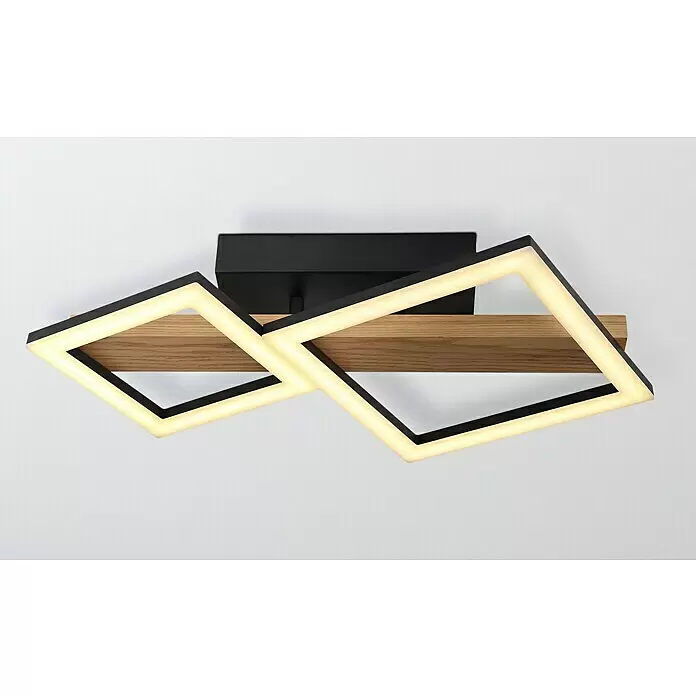 Globo LED-Deckenleuchte DUSTIN - 19 W, L x B x H: 48 x 30 x 10 cm, Schwarz-matt, Warmweiß - Bildausschnitt
