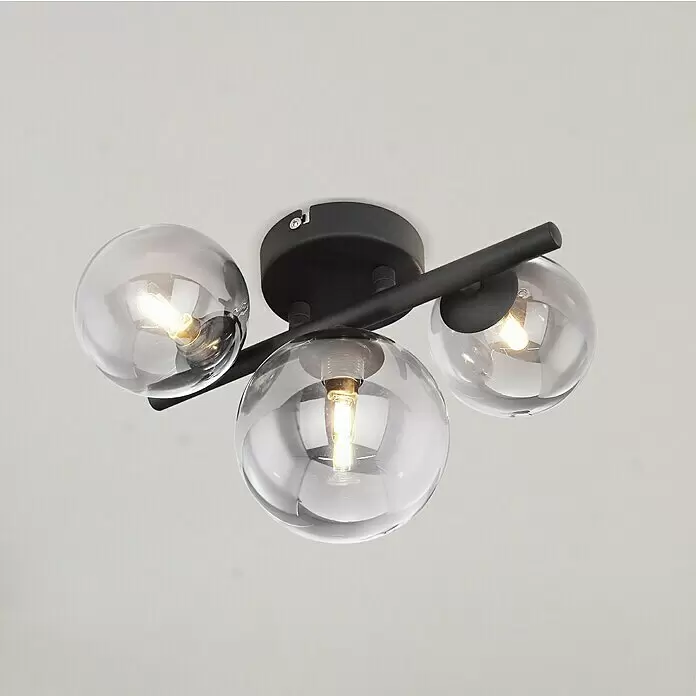 Globo Riha LED-Deckenleuchte RIHA - 3,5 W, L x B x H: 28,5 x 23,5 x 20 cm, Schwarz-matt, Warmweiß - Bildausschnitt