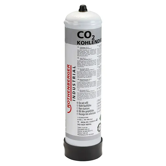 Rothenberger Industrial Kohlendioxid - Geeignet für: MAG-Schweißen - Rothenberger Industrial CO2-Gasflasche. Ideal zum MAG-Schweißen, unlegiert und niedrig legiert. Nicht nachfüllen und immer senkrecht halten.