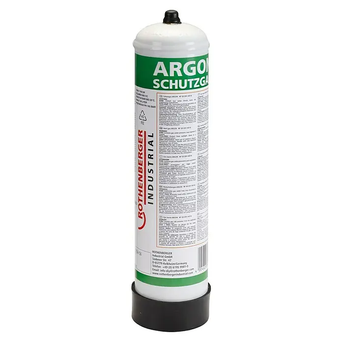 Rothenberger Industrial Argon-Schutzgas - Geeignet für: MIG-Schweißen, 0,95 l - Nahaufnahme einer Rothenberger Industrial Argon Schutzgasflasche.