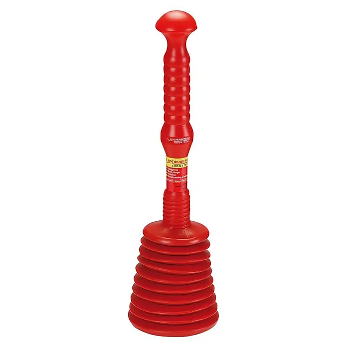 Rothenberger Industrial Saugglocke ROPÜ - 120 mm, Geeignet für: Abflüsse - Roter Rothenberger Industries Saugstempel mit mehrlagigem Gummiaufsatz und ergonomischem Griff für effektive Rohrreinigung.