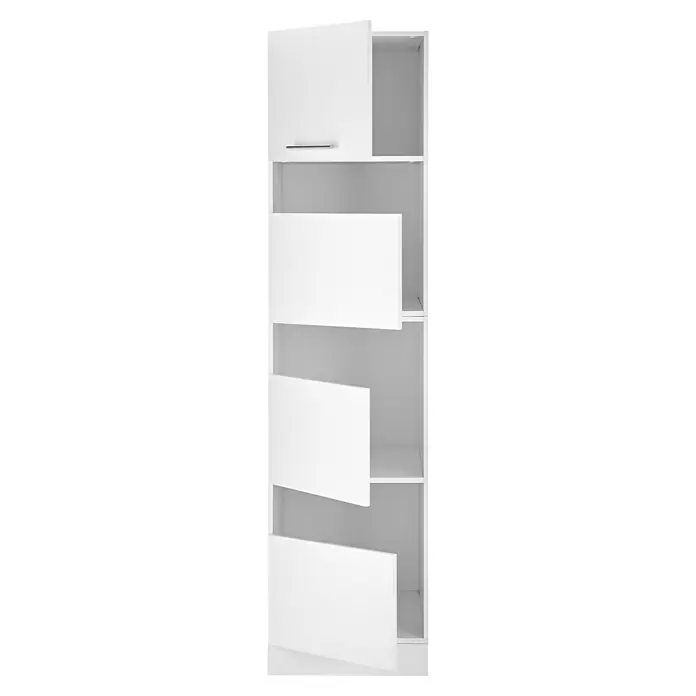 Respekta Waschmaschinenschrank Clara - L x B: 67,6 x 167,4 cm, Weiß, Mit 2 x Waschmaschinenschrank, Wäscheschrank & Hochschrank - Aufnahme eines weißen Schuhschranks mit offenen und geschlossenen Fächern, perfekt für die Organisation und Aufbewahrung Ihrer Schuhe.